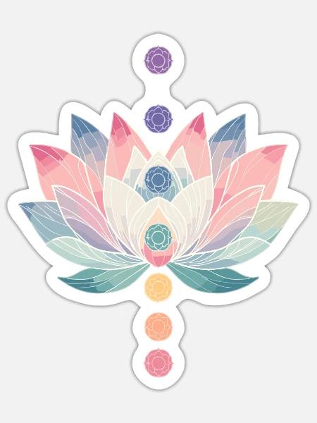 Lotus and Seven Chakras - Sticker - white matte