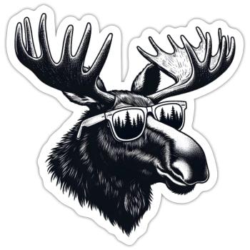 Moose head wear glasses cool - Sticker - white matte - Front
