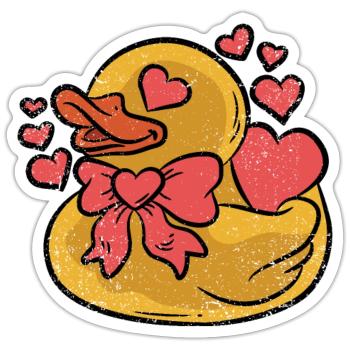 RUBBER DUCKY IN LOVE - Sticker - white matte - Front