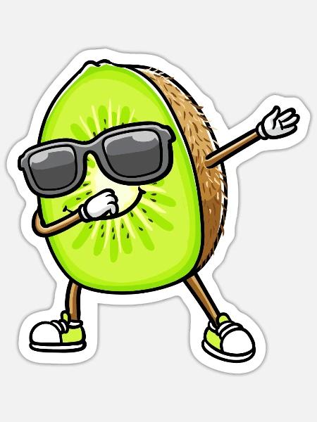 Dancing Kiwi Fruit With Sunglasses - Sticker - white matte