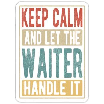 Waiter Retro Gift - Sticker - white matte - Front