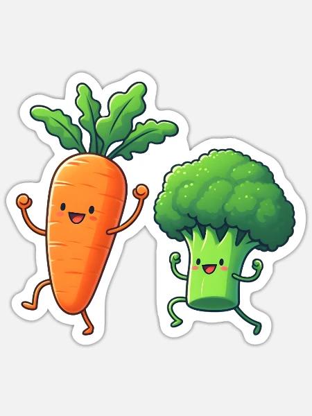 Danse de la carotte et du brocoli - Sticker - blanc mat