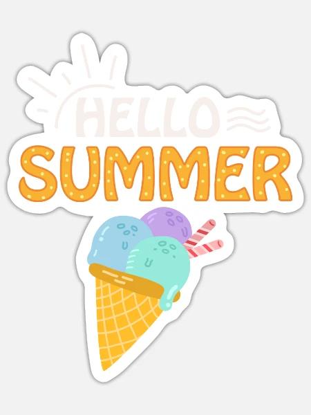 Hello Summer Vacation CreamIce Beach Popsicle - Sticker - white matte