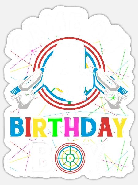 Lasertag Game On 4 Birthday Boy Indoor Laser Tag - Sticker - white matte
