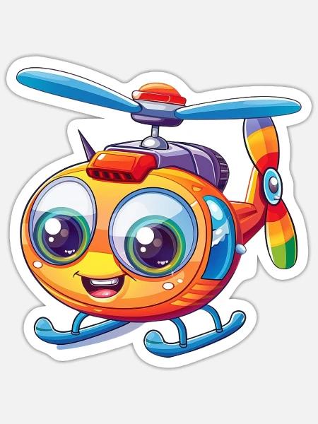 Funny Helicopter - Sticker - white matte