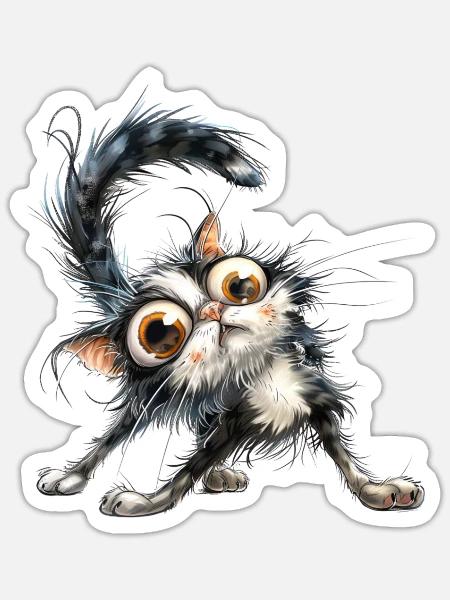 Funny Cat - Sticker - white matte