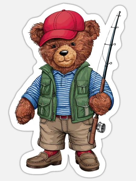 Funny Fashion teddy bear - Sticker - white matte