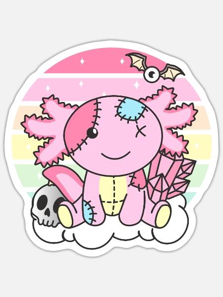 Kawaii Gothic Axolotl Pastel Gothic Goth - Sticker - white matte