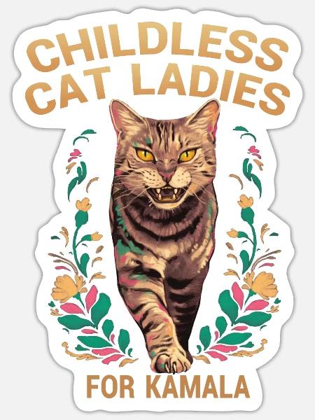 Cat Ladies For Kamala 2024 - Sticker - white matte