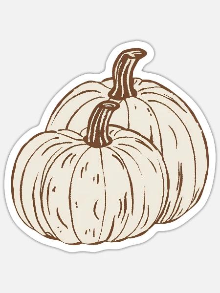 Vintage two white pumpkins - Sticker - white matte
