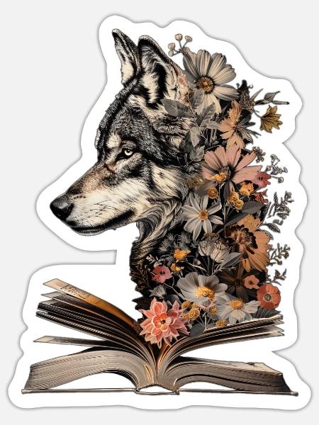 Loup - Sticker - blanc mat