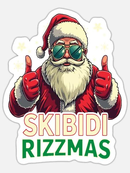 Skibidi Rizzmas Christmas Santa Claus Charismas - Sticker - white matte