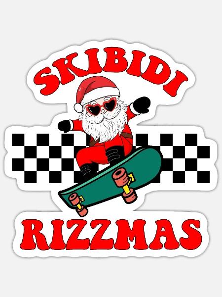 Skibidi Rizzmas Skibidi Rizzmas Santa Skater Skate - Sticker - white matte