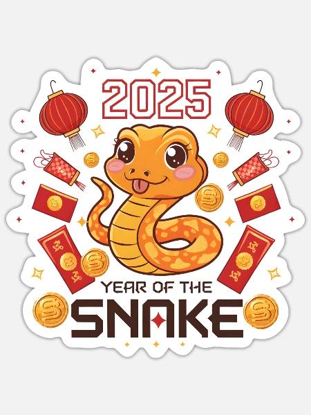 Lunar New Year Happy Chinese New Year Of The Snake - Sticker - white matte