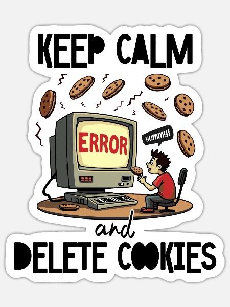 Retro Computer Error IT Delete Cookies Support - Sticker - white matte