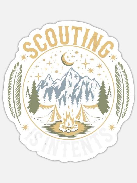 Scout Leader Scouting Campfire Camping Tent - Sticker - white matte