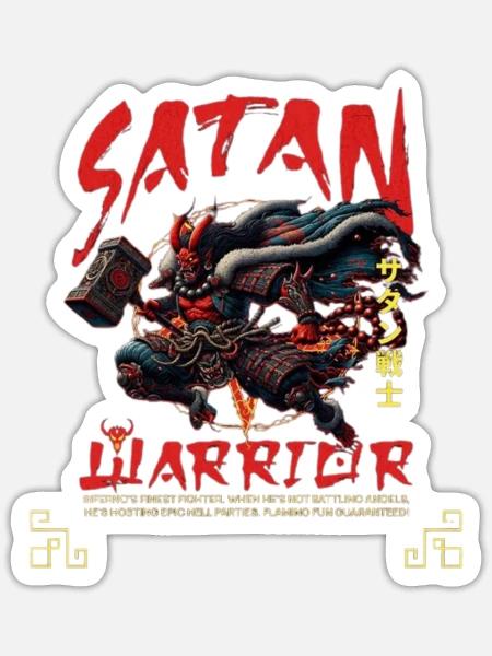 Customizable Satan Samurai Warrior Japan - Sticker - white matte