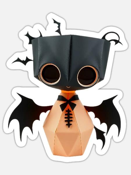 Spooky Origami Doll - Sticker - white matte