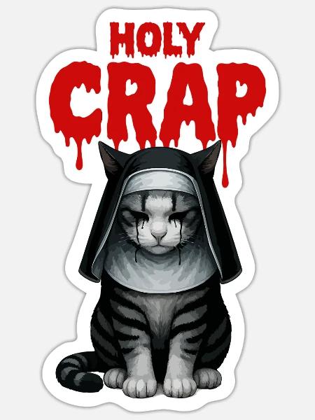 Holy Crap Nun Cat - Sticker - white matte