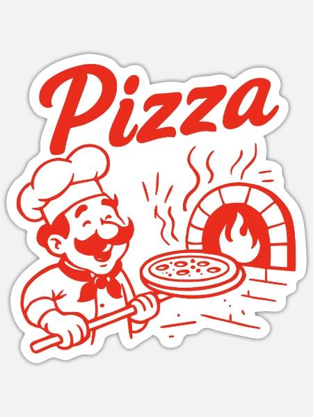 Pizza Chef Retro Design - Sticker - white matte