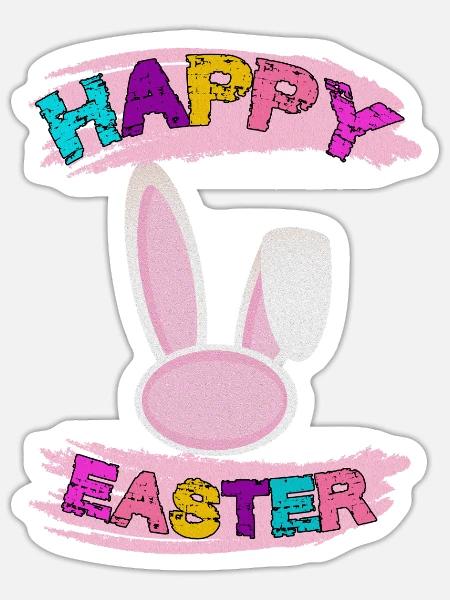 Pastel Easter Bunny - Sticker - white matte