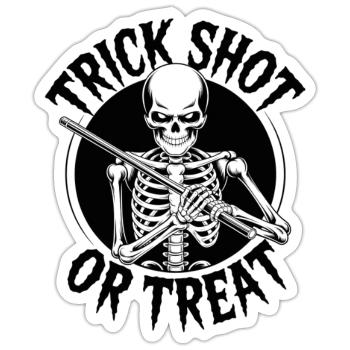 Trick Shot or Treat Skeleton - Sticker - white matte - Front