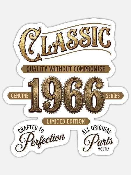 Classic 1966 Vintage Badge - Sticker - white matte