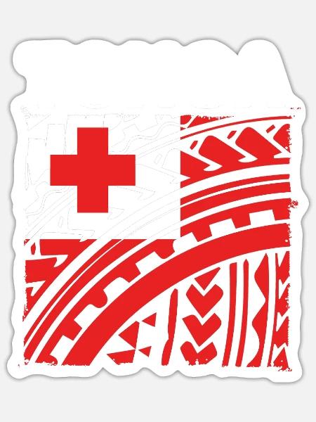 Tonga Flag Polynesian Tribal Tongan - Sticker - white matte