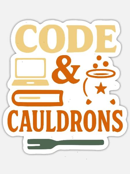 Code & Cauldrons: Tech Witchery - Sticker - white matte