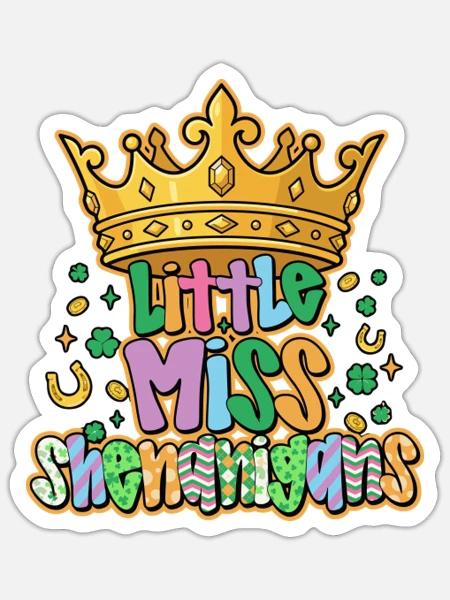 Little Miss Shenanigans Coquette Bow Shamrock - Sticker - white matte