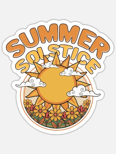 Summer Solstice Sunflower Circle - Sticker - white matte