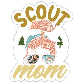 Messy Bun Scout Mom Scouting Mother - Sticker - white matte - Front