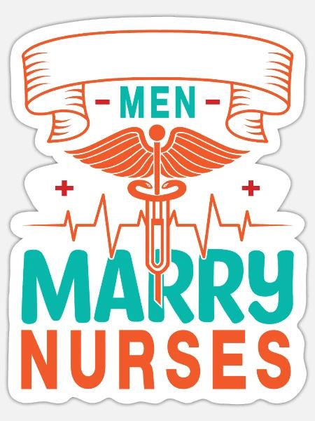 Les vrais hommes épousent des infirmières - Sticker - blanc mat
