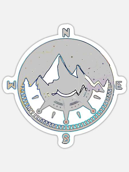Aurora Summit Compass Crest - Sticker - white matte