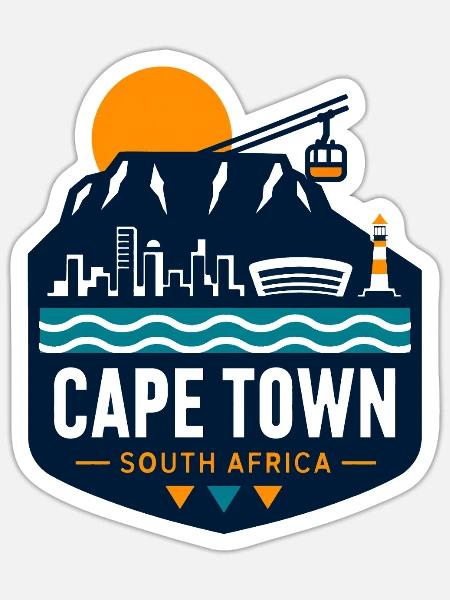 Cape Town Skyline Cable Car - Sticker - white matte