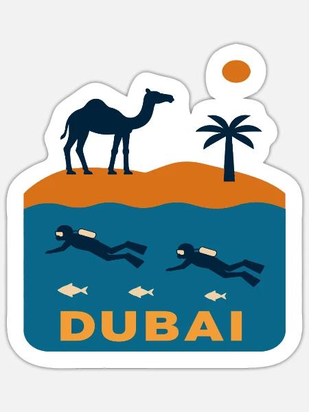 Dubai Desert Dive Sunset - Sticker - white matte