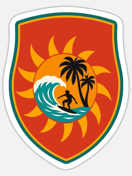 Sun Shield Surf Palm Wave - Sticker - white matte