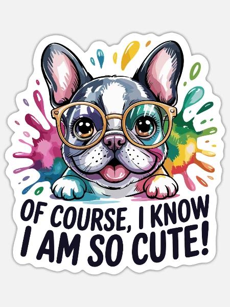  Of Course I Know I Am So Cute French Bulldog - Sticker - white matte