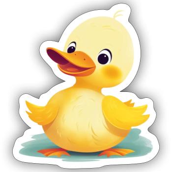 Happy Ducky - Sticker - white matte - Front