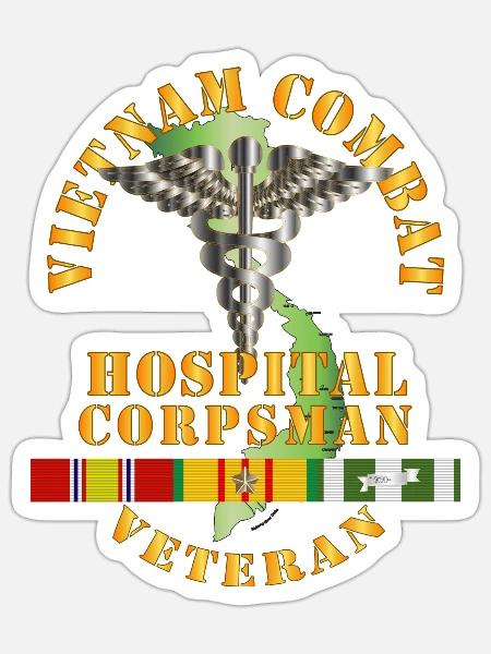 USN Vietnam Combat Veteran Hospital Corpsman X 300 - Sticker - white matte