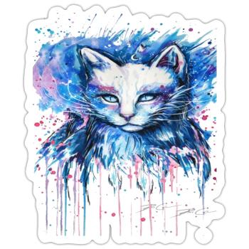 Blue Cat Real - Sticker - white matte - Front