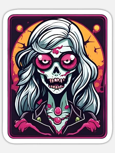 zombie girl - Sticker - white matte