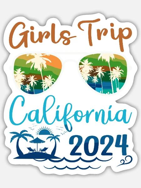 Girls Trip California 2024 Summer Vacation Beach - Sticker - white matte