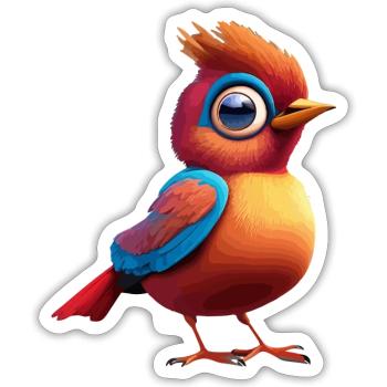 Bird small cartoon - Sticker - white matte - Front
