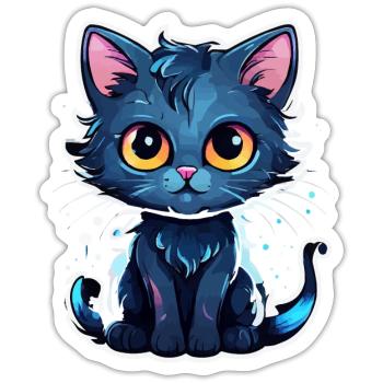 blue cat - Sticker - white matte - Front