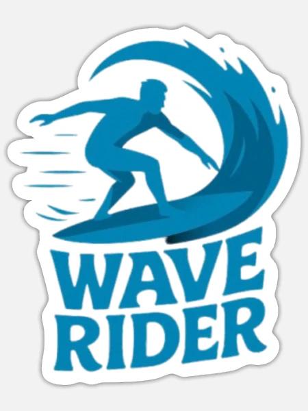 Wave Rider Surf Graphic Tee - Sticker - white matte