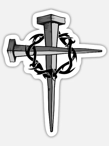 Nail Cross - Sticker - white matte