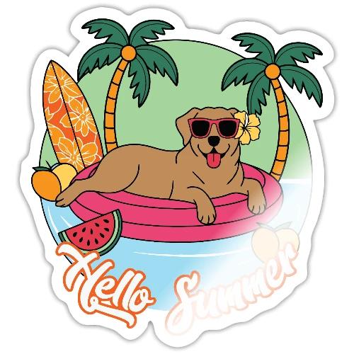 Hello Summer Golden Retriever Fun - Sticker