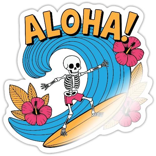 Aloha Surfing Skeleton - Beach Vibes - Sticker