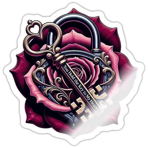 You Hold the Key to My Heart Rose Lock T-Shirt - Sticker